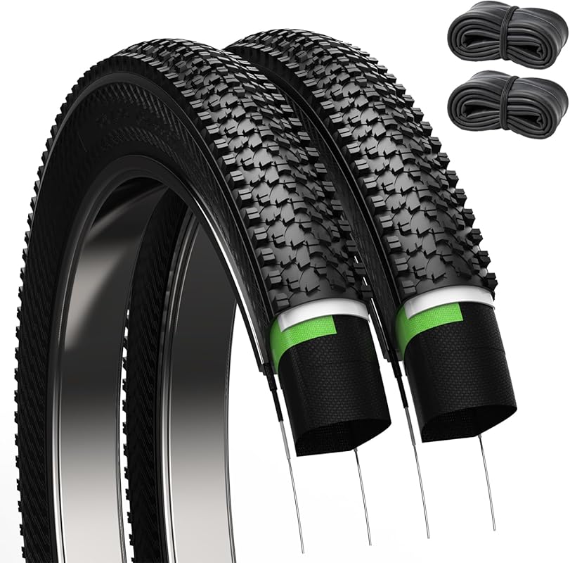 2 Pack 26x1.95 Puncture-Resistant Mountain Bike Tires & Tubes with Lev
