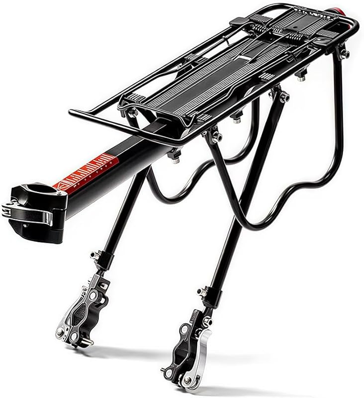 Adjustable Rear Bike Rack with 110Lb Capacity, Reflective & Quick Rele