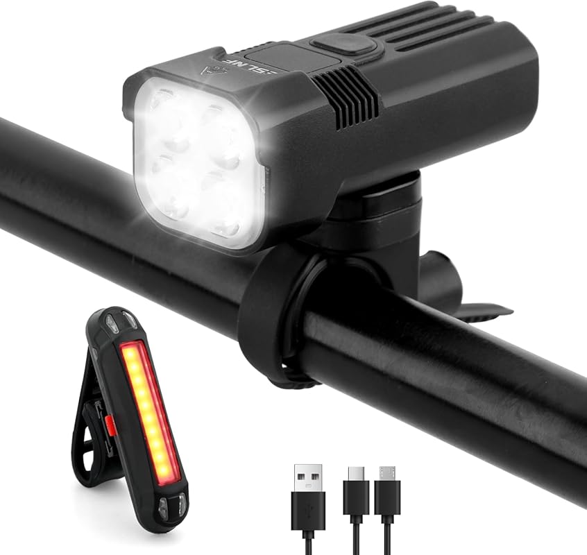 2000LM/1000LM USB C Rechargeable Bicycle Headlight & Taillight for Com