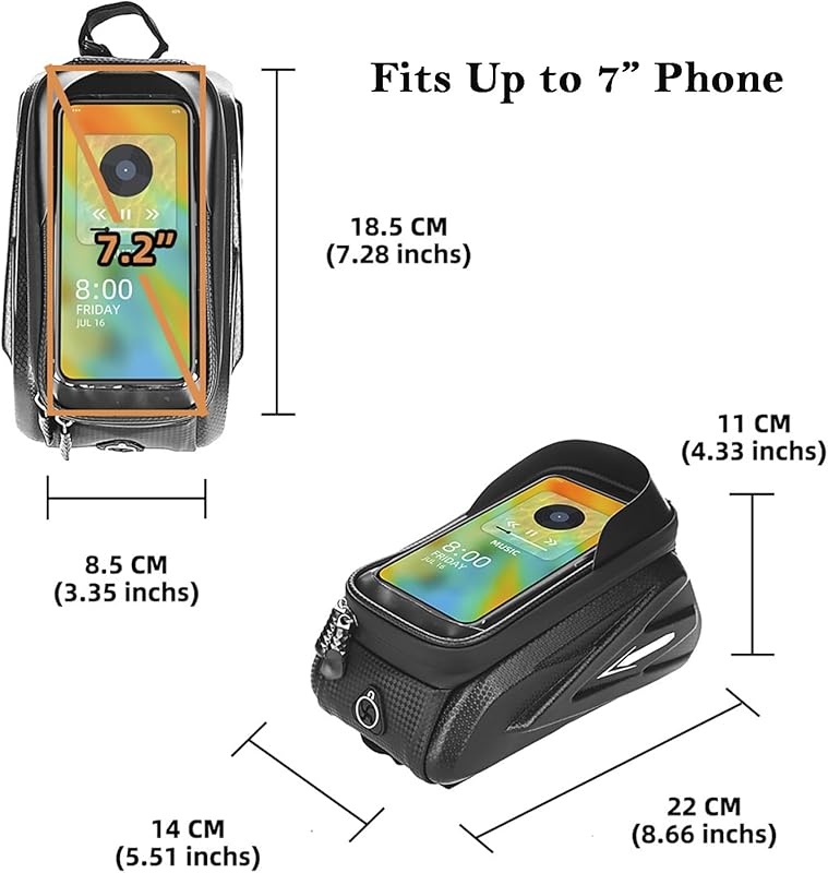 COTOUXKER Bike Frame Bag with Phone Holder for Road & Mountain Bikes
