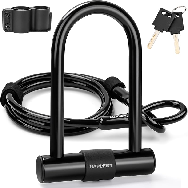 Hapleby Premium Bike Lock Set with U-Lock & Steel Cable, Anti-Theft Bi