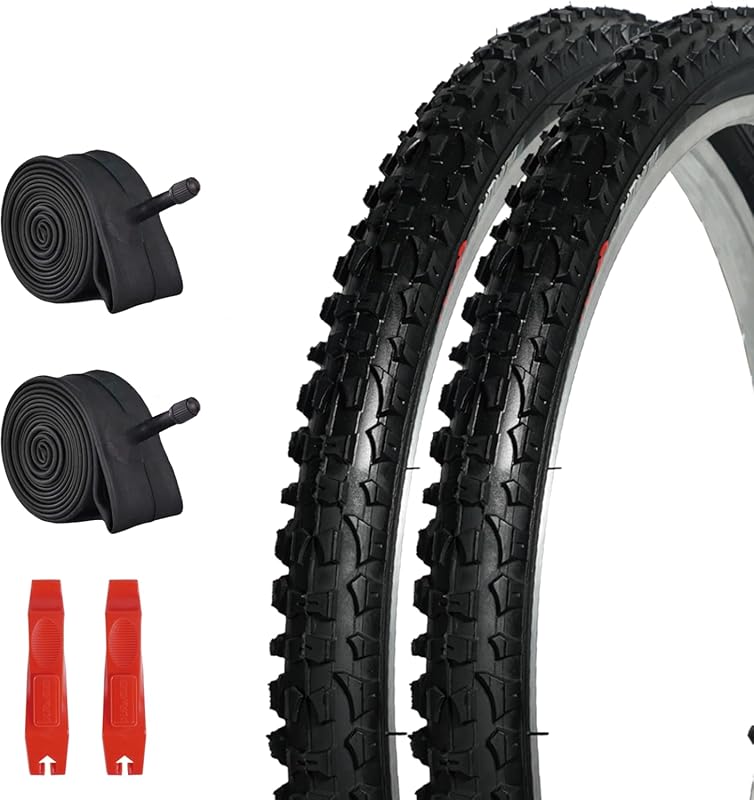 2 Pack 20/24/26/29-Inch Knobby Mountain Bike Tires with Tubes & Levers