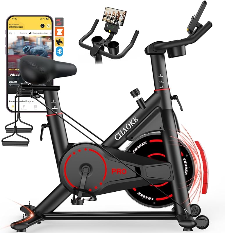 CHAOKE Quiet Magnetic Resistance Stationary Bike with App, 350 LB Capa