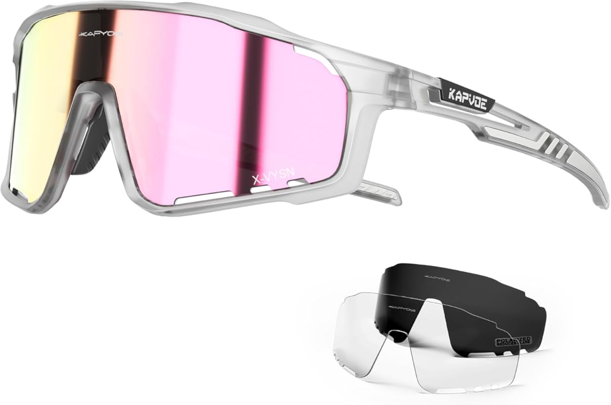 KAPVOE TR90 Polarized Cycling Sunglasses for MTB Running Men Women