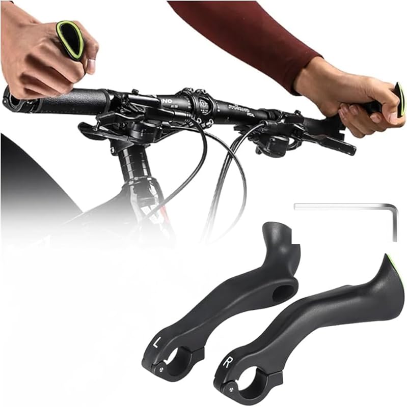 Ergonomic No-Slip Bike Bar Ends for 21.8–22.8mm Handlebars, Long Pair