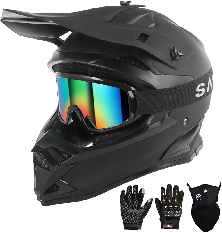 DOT Certified Motocross Helmet Set – Full Face Dirt Bike Helmet with G