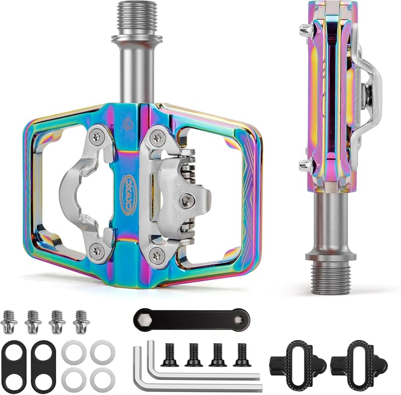 CXWXC Dual Sided Flat & Clipless MTB Pedals Compatible with Shimano SP