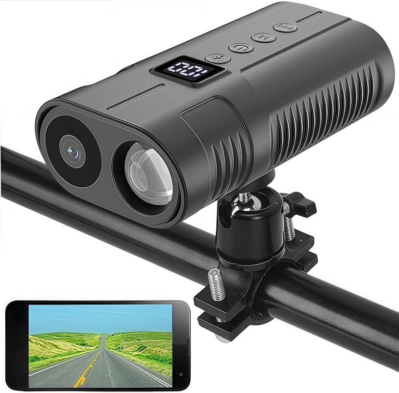 PIEPIE Bike Front Light Sports Camera with 1080P HD Recording, 64GB Me