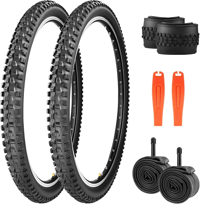 Aggressive Tread Bike Tires with Anti-Slip Grip, Water Drainage, Compa