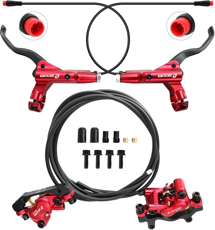 Zoom HB876E 4-Piston E-Bike Hydraulic Disc Brake Set with Power-Off Fe