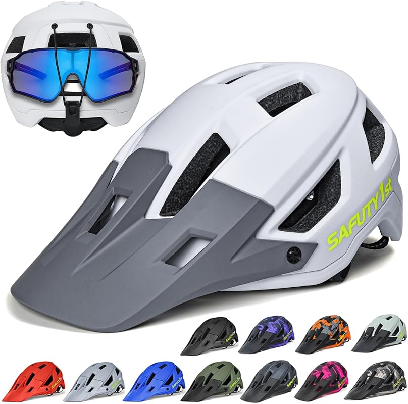 Lightweight impact-resistant mountain bike helmet with adjustable dial