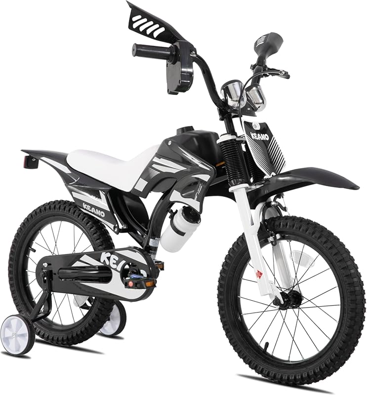 KEANO Motocross Style Kids Bike, 12 & 16 Inch, Training Wheels, Ages 3