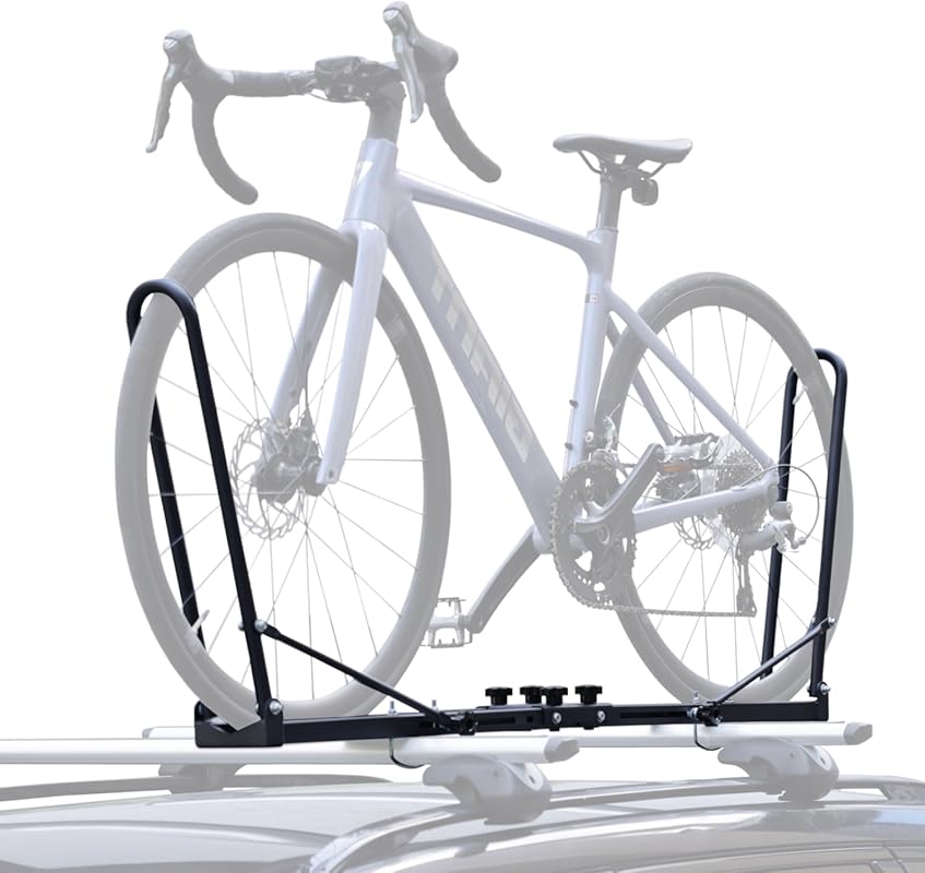 Foldable Upright 1-Bike Roof Rack for Car & SUV with Removable Crossba
