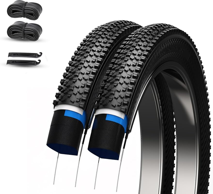 2 Pack 26x1.95 Folding Mountain Bike Tires with Tubes & Levers – Punct