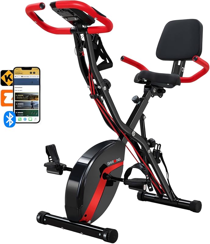 BARWING Foldable Exercise Bike for Seniors, 350LB, 16-Level Magnetic R