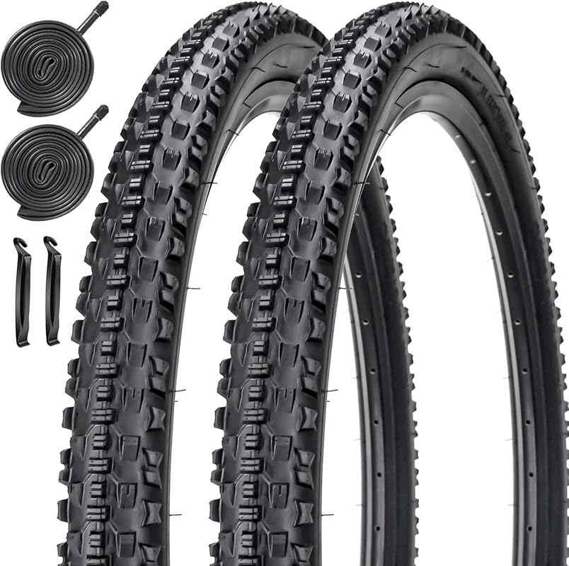 2 Pack 26/27.5-inch Folding Bike Tires with Inner Tubes & Levers for M