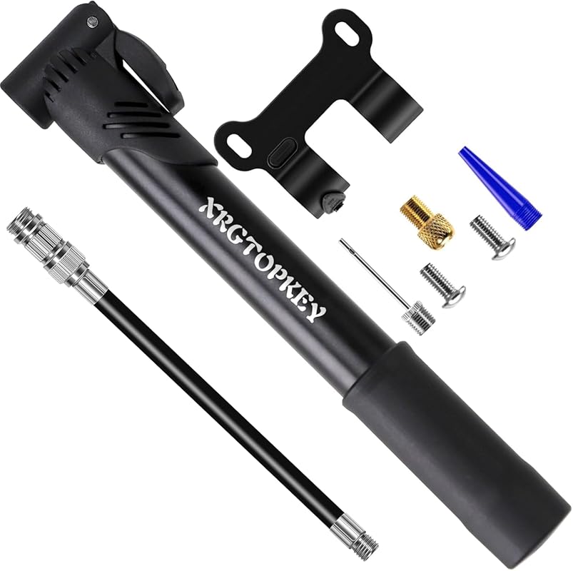 Mini Bicycle Pump 100 PSI Dual Valve Portable Inflator with Hose Mount