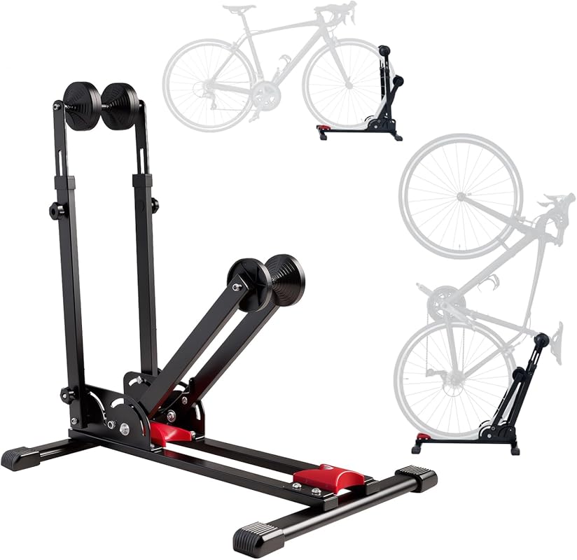 Foldable Vertical & Horizontal Bike Rack, Tool-Free Assembly, 66lb Cap