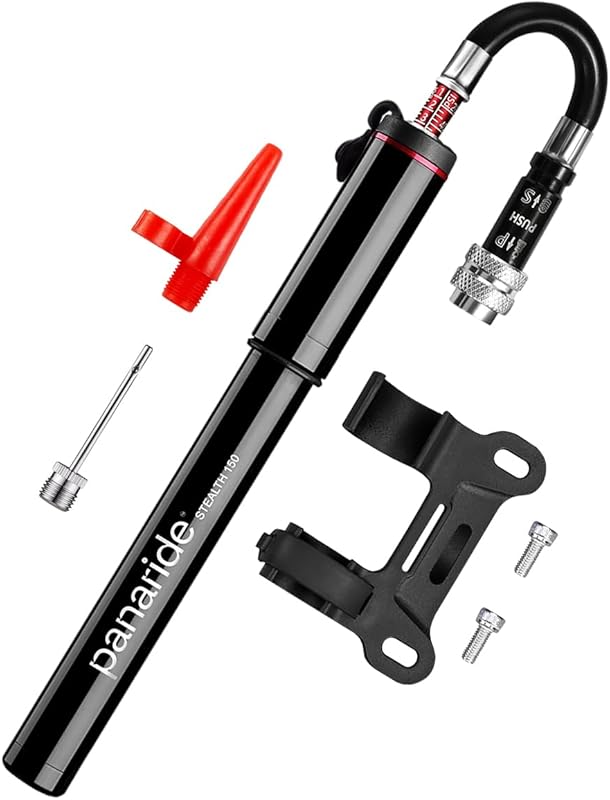 Mini Bike Pump with Pressure Gauge Retractable Hose for Presta & Schra