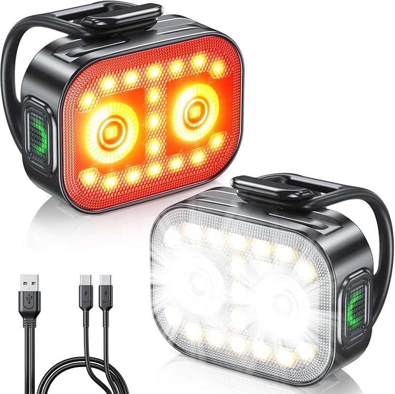 Ultra-Slim Rechargeable USB-C Bike Lights 5+6 Modes Waterproof