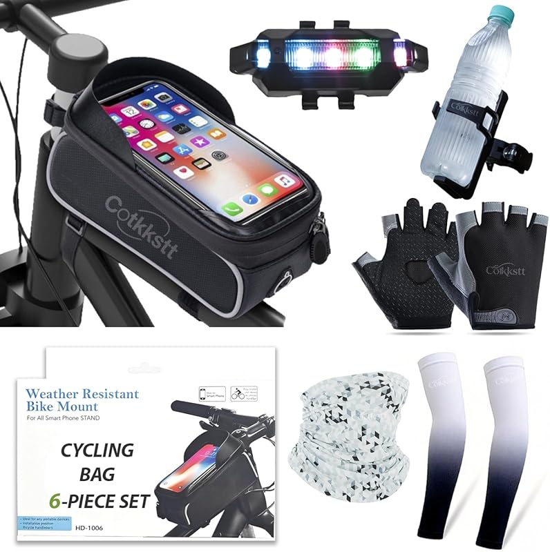 6-Piece Mountain Biking Accessories Set: Cycling Bag, Lock, Gloves & W