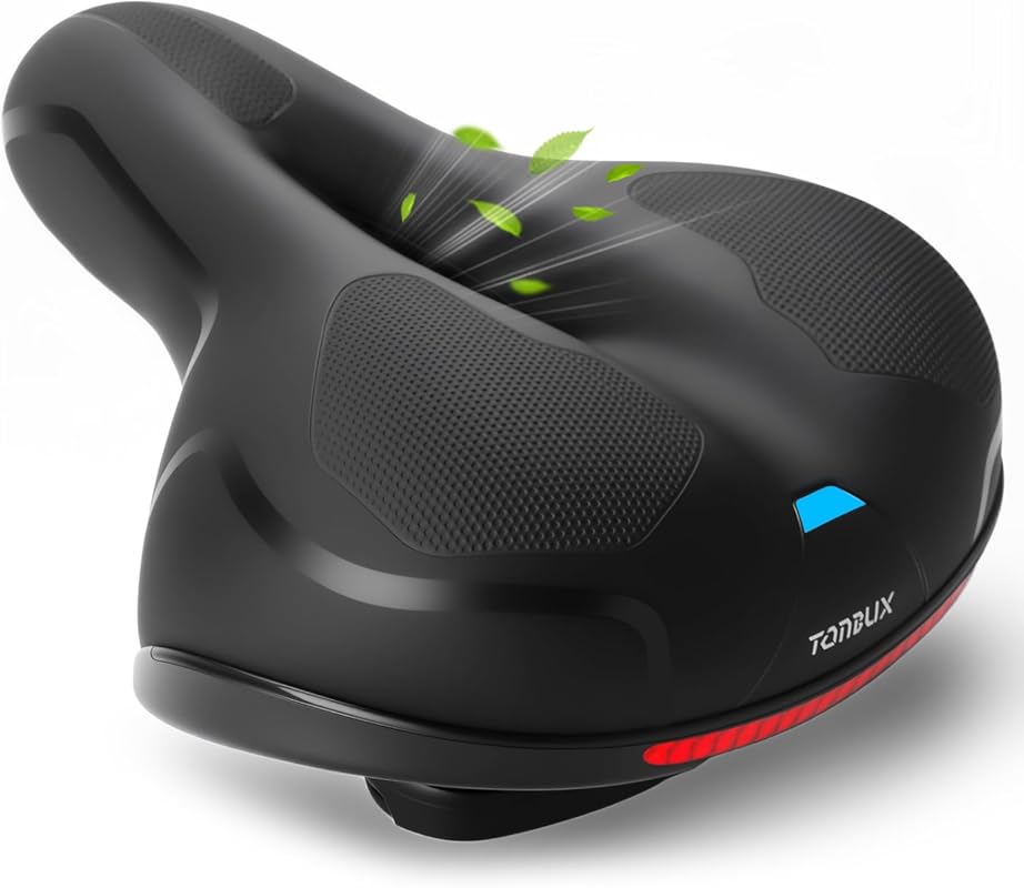 TONBUX Dual Shock Absorber Bike Seat with Memory Foam, Waterproof Cove