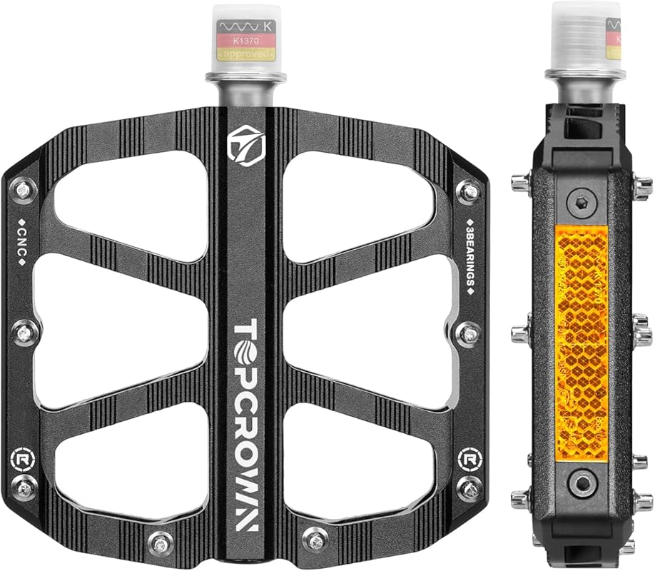 Topcrown Aluminum MTB Pedals: Wide Non-Slip Platform with 3 Sealed Bea