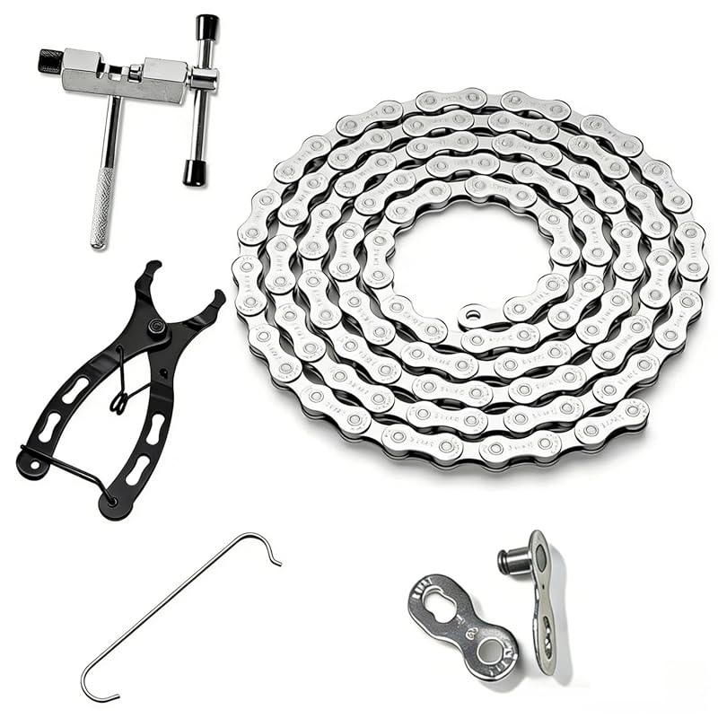 6/7/8 Speed Bike Chain 122 Links with Tool Kit for E-Bikes, Mountain &