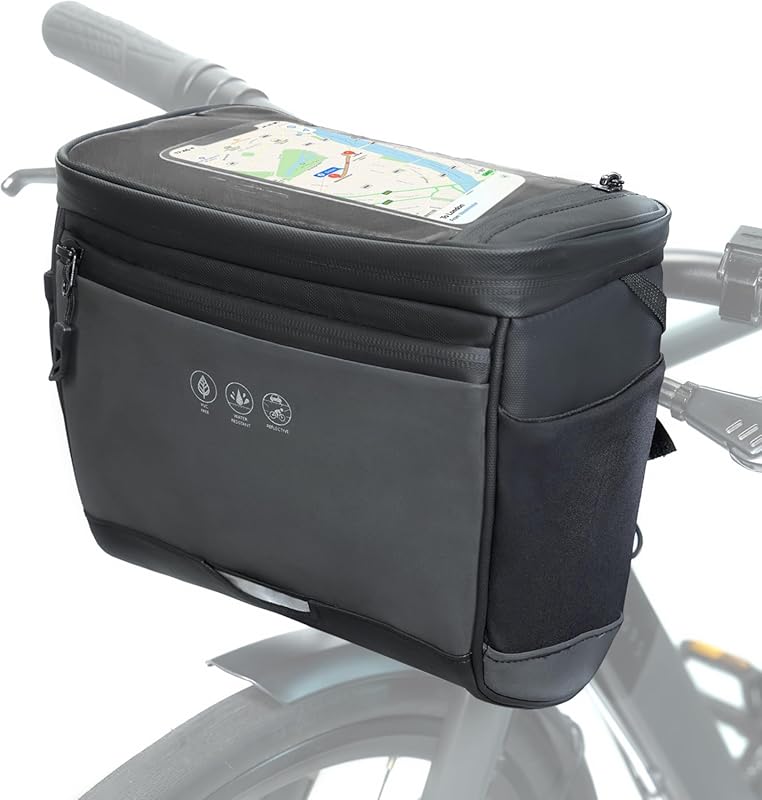 Waterproof Bike Handlebar Bag with Rain Cover, Touch Screen & Insulati