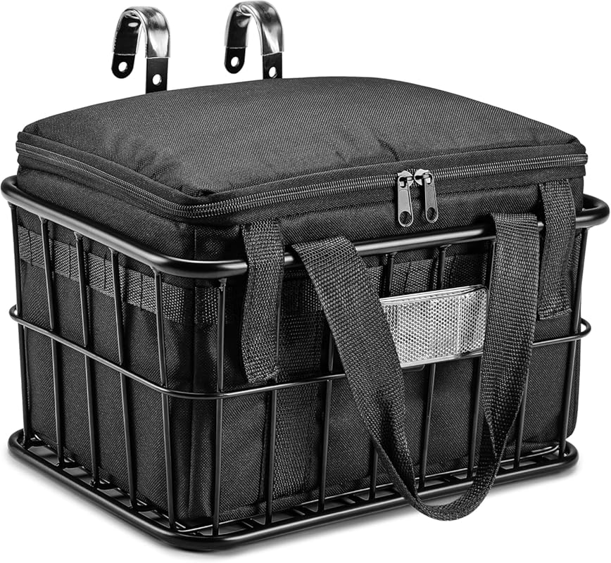 CDYWD Heavy Duty Front Bike Basket with Liner Bag for Adults & Ebikes