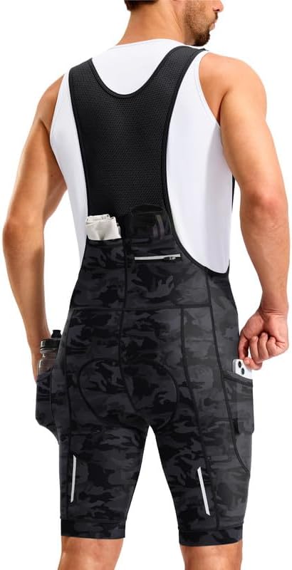 Bikewa Men's 4D Padded Cycling Bibs with Anti-Slip Grips and UPF50+ Zi