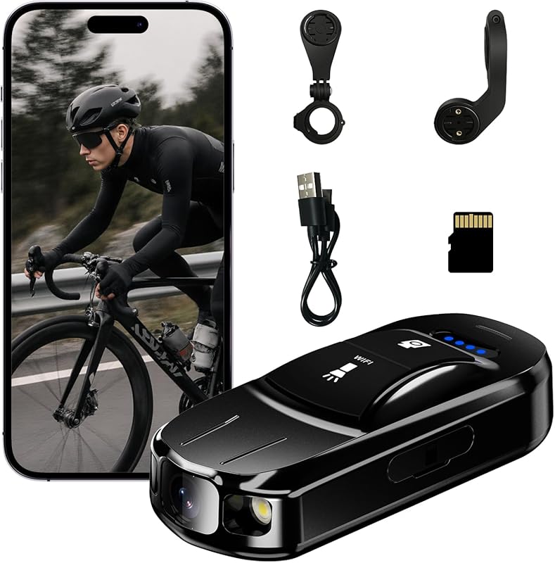 Compact IPX6 Waterproof Bike Action Camera with Wireless & Mount for C
