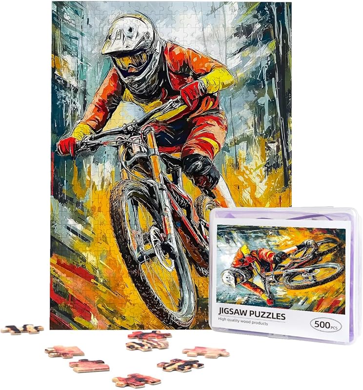 Colorful 500-Piece Mountain Bike Jigsaw Puzzle for Adults, Fun Family