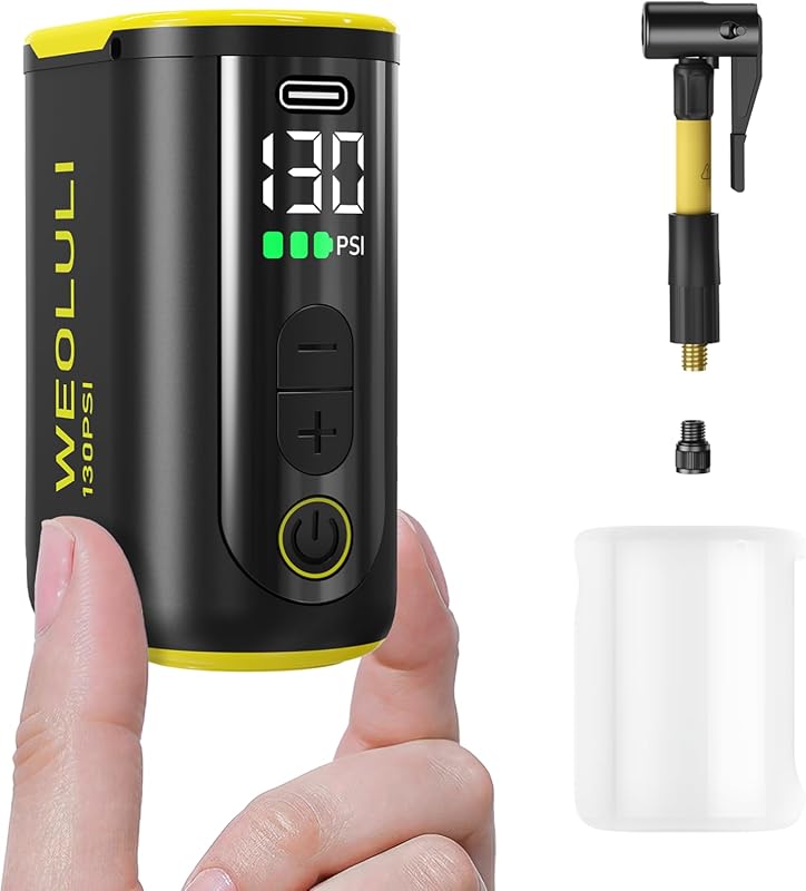 Mini Electric Bike Pump with Auto Shut-Off, 130 PSI Digital Gauge for 